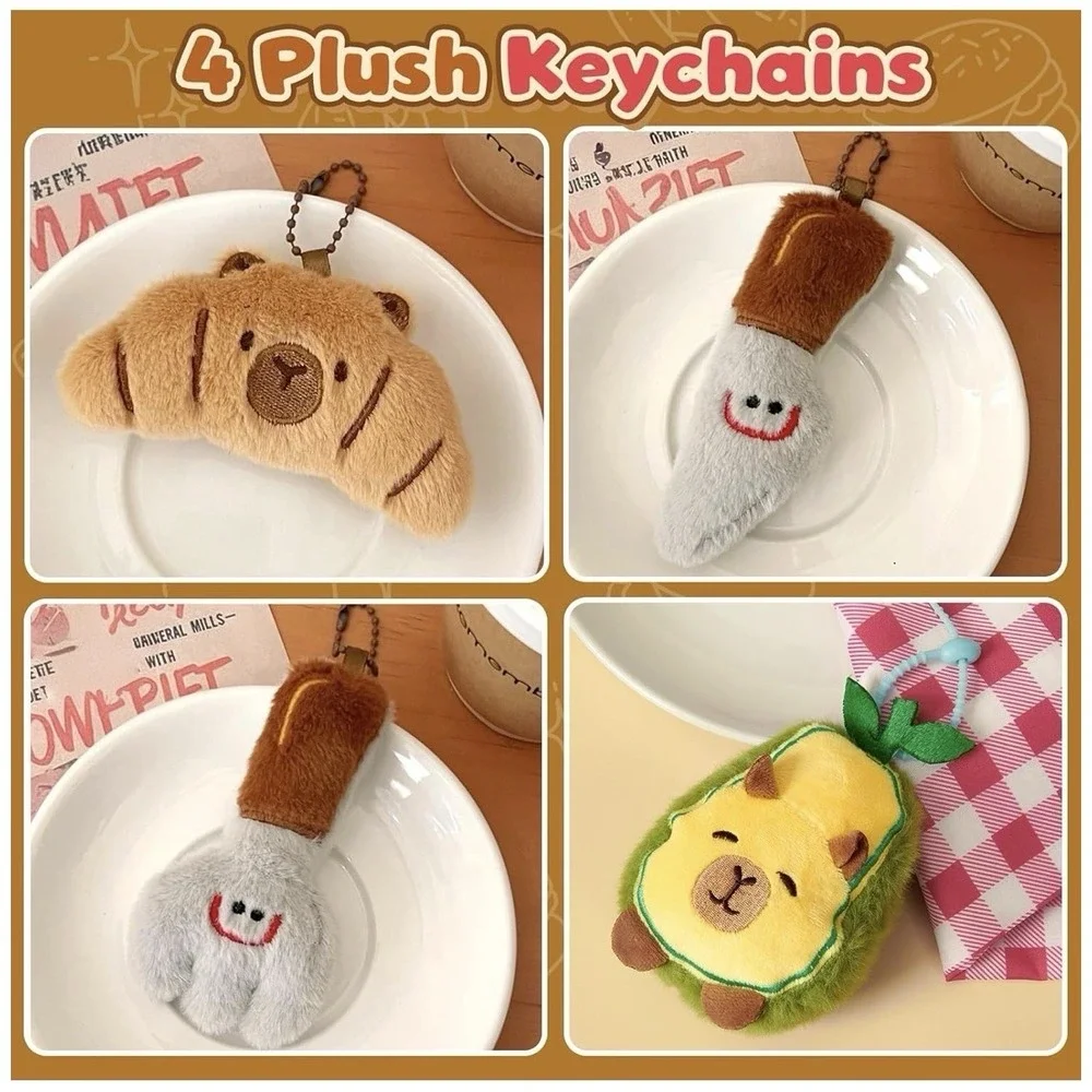 Capybara Plush Gifts Set for Kids Cute Chef-Themed Stuffed‎ Toys W/ Mug Keychain